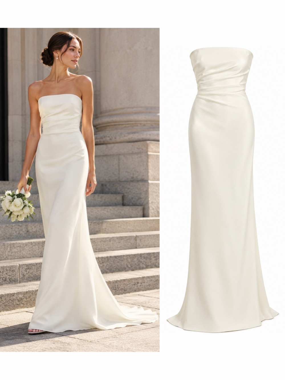 Christopher Esber Chalk Silk Faille Strapless Gown 6 Bridal Wedding NWT 🟠